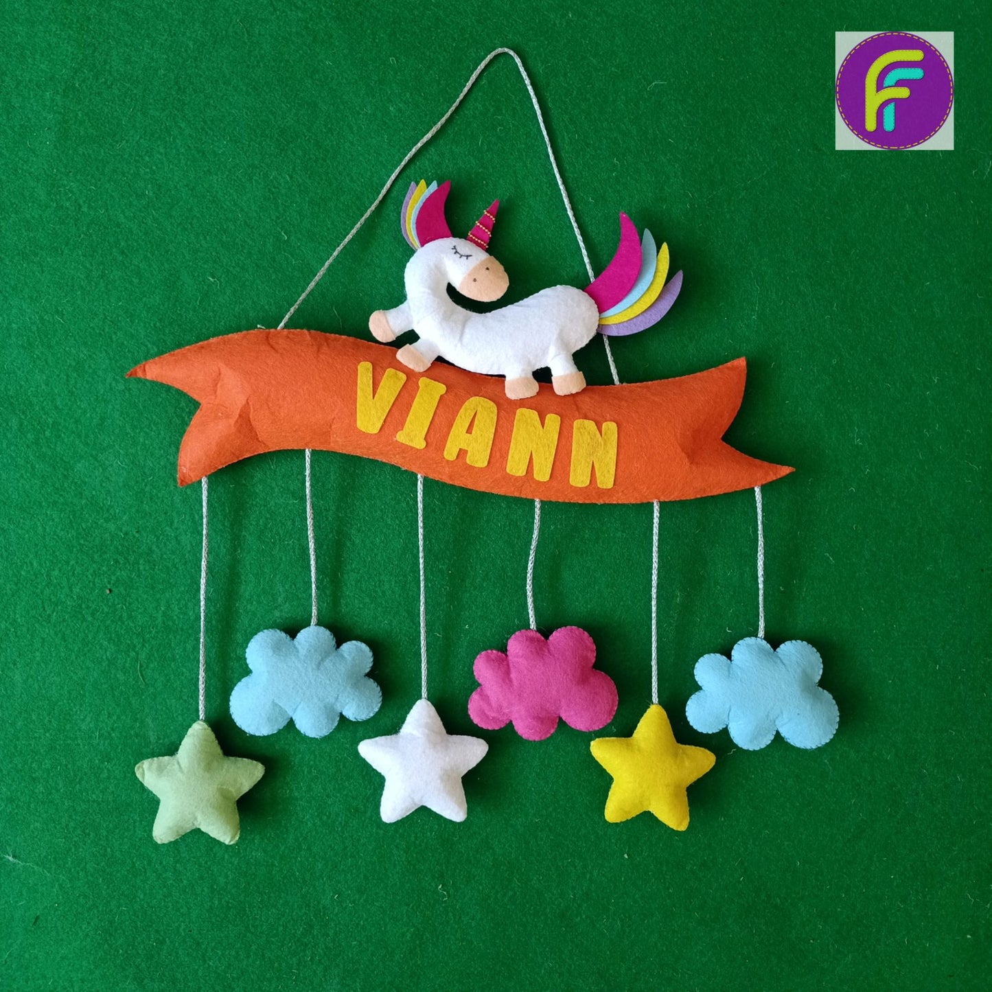 Unicorn | Personalised Felt Kids Banner Hanging