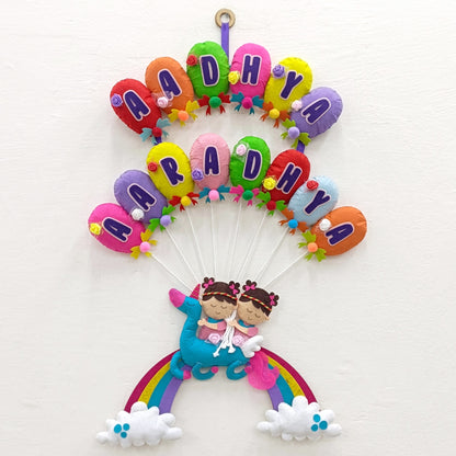 Unicorn on Rainbow | Personalised Felt Kids Hanging