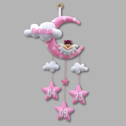 Angel On Moon with cloud | Personalised Felt Kids Hanging