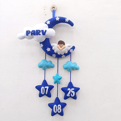 Angel On Moon with cloud | Personalised Felt Kids Hanging