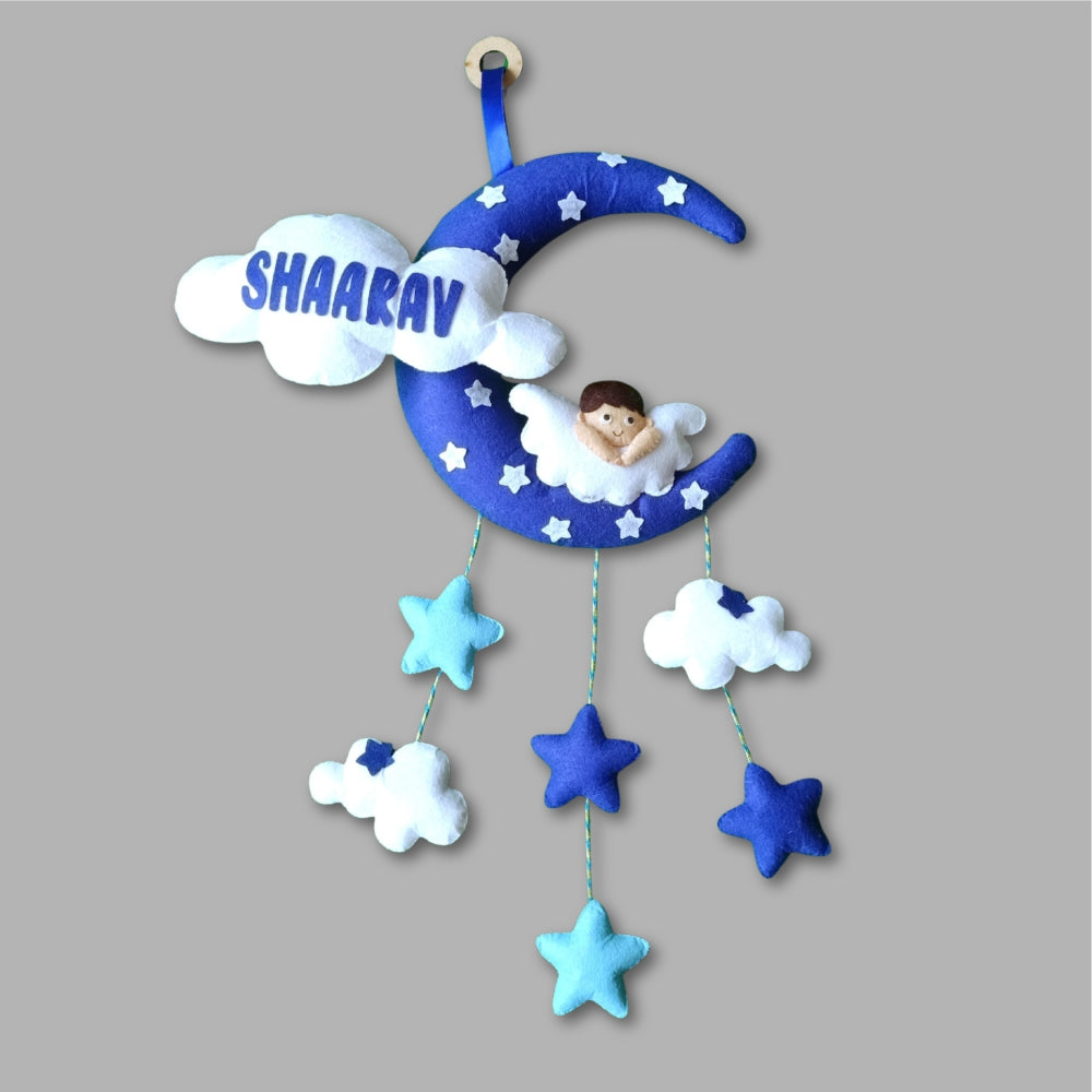 Angel On Moon with cloud | Personalised Felt Kids Hanging