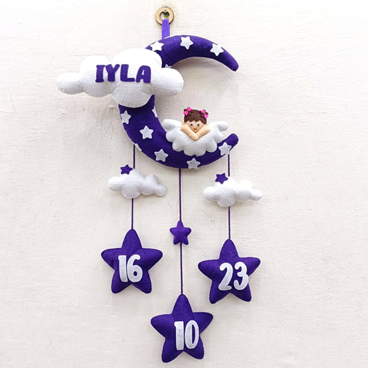 Angel On Moon with cloud | Personalised Felt Kids Hanging