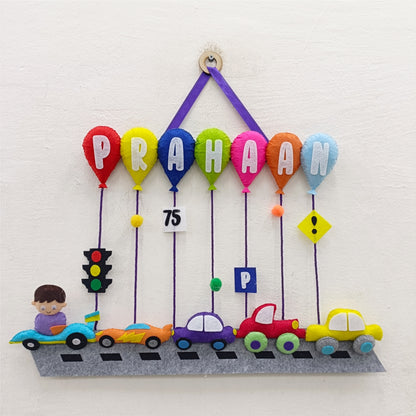 Cars Hanging with Balloons | Personalised Felt Kids Hanging