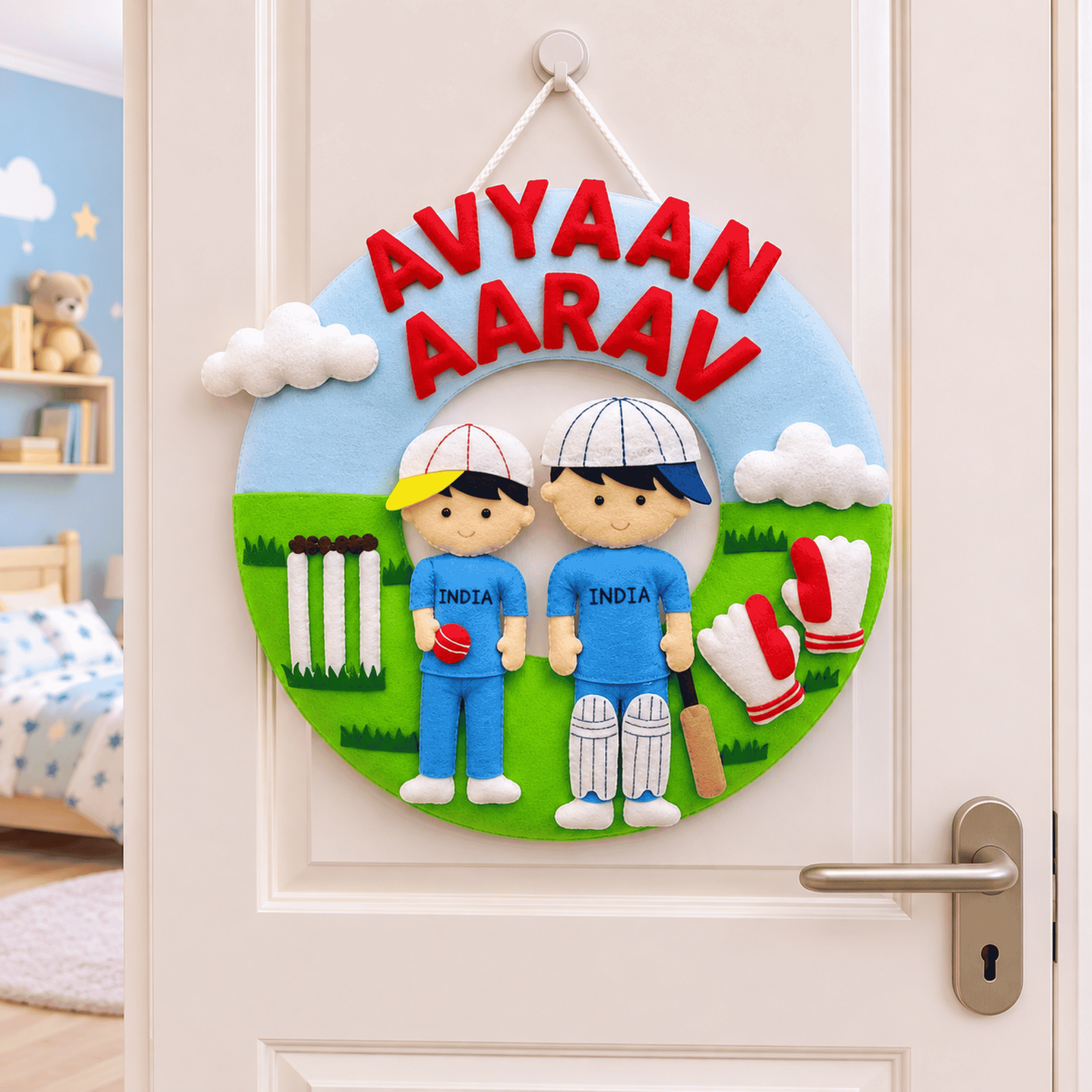 Cricket Lovers | Personalised Felt Kids Hanging | Siblings