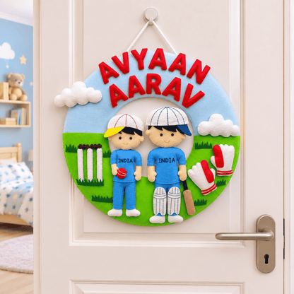 Cricket Lovers | Personalised Felt Kids Hanging | Siblings