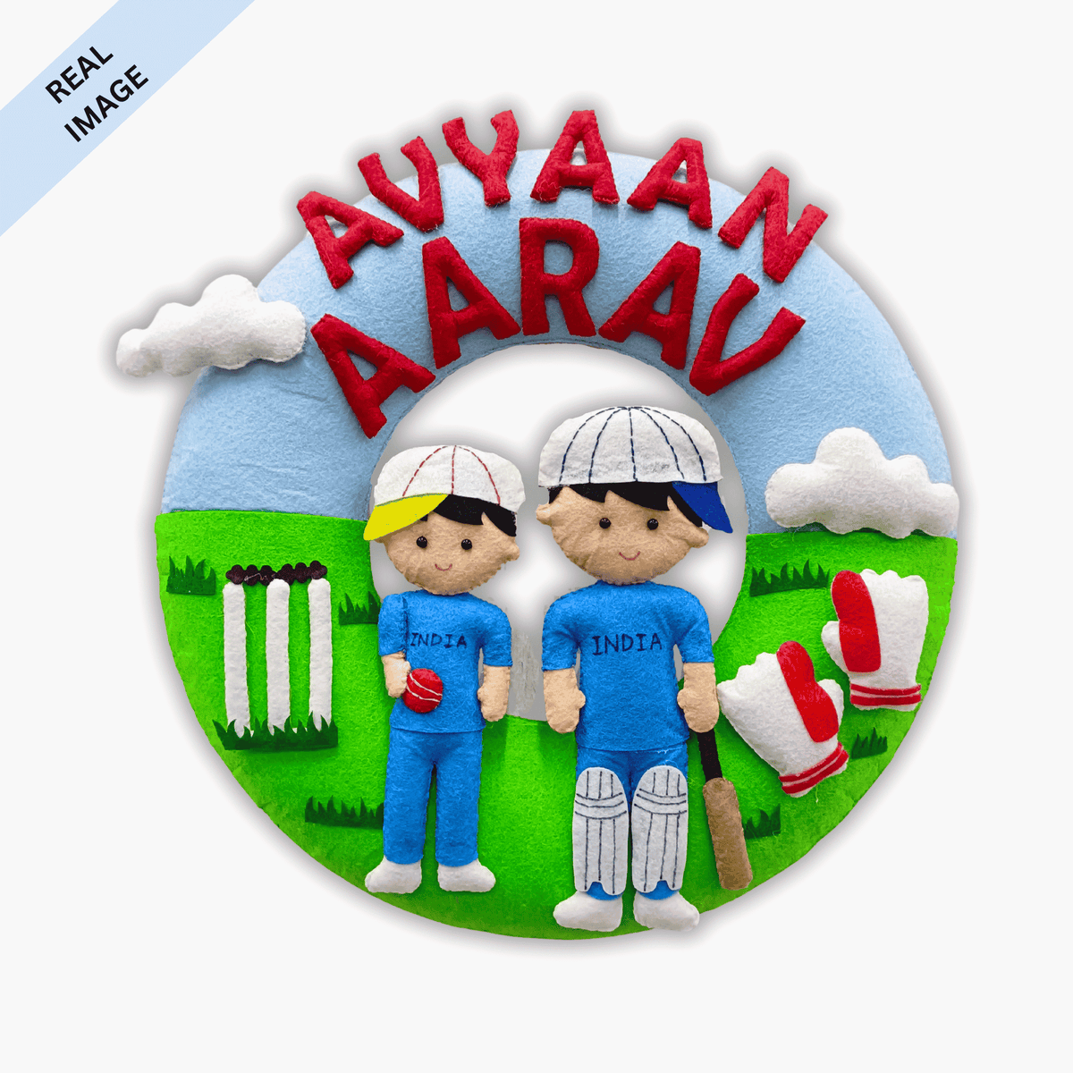 Cricket Lovers | Personalised Felt Kids Hanging | Two Siblings