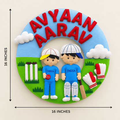 Cricket Lovers | Personalised Felt Kids Hanging | Siblings