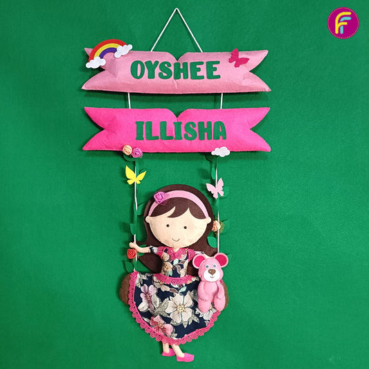 Doll On Swing | Personalised Felt Kids Hanging