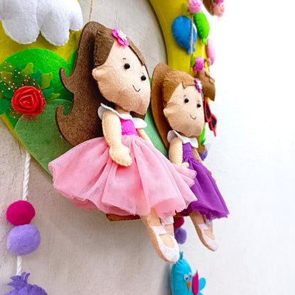 Girl or Boy on Swing Donut Hanging | Personalised Felt Kids Hanging