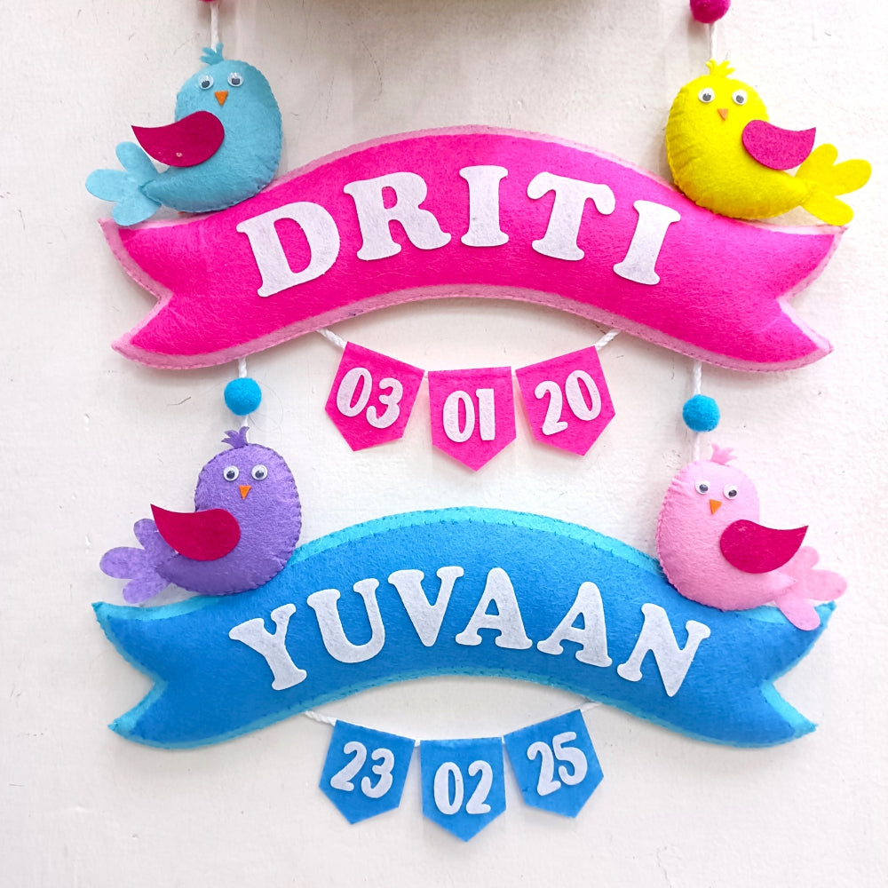 Girl or Boy on Swing Donut Hanging | Personalised Felt Kids Hanging
