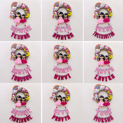 Beautiful Doll Siblings | Personalised Felt Kids Jute Hanging